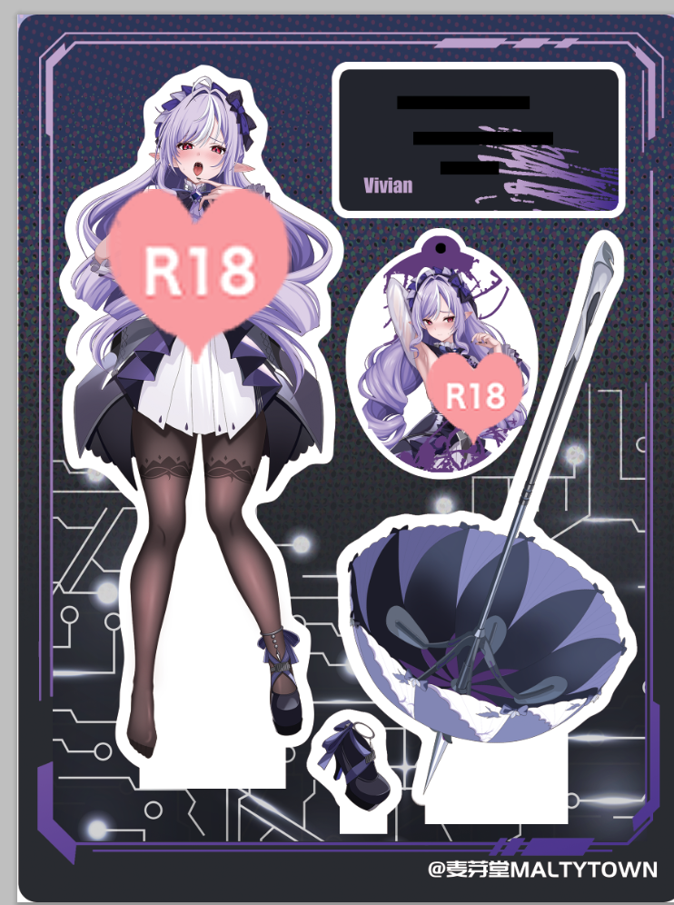 Vivian Acrylic Standee and Prop Set with Keychain Charm