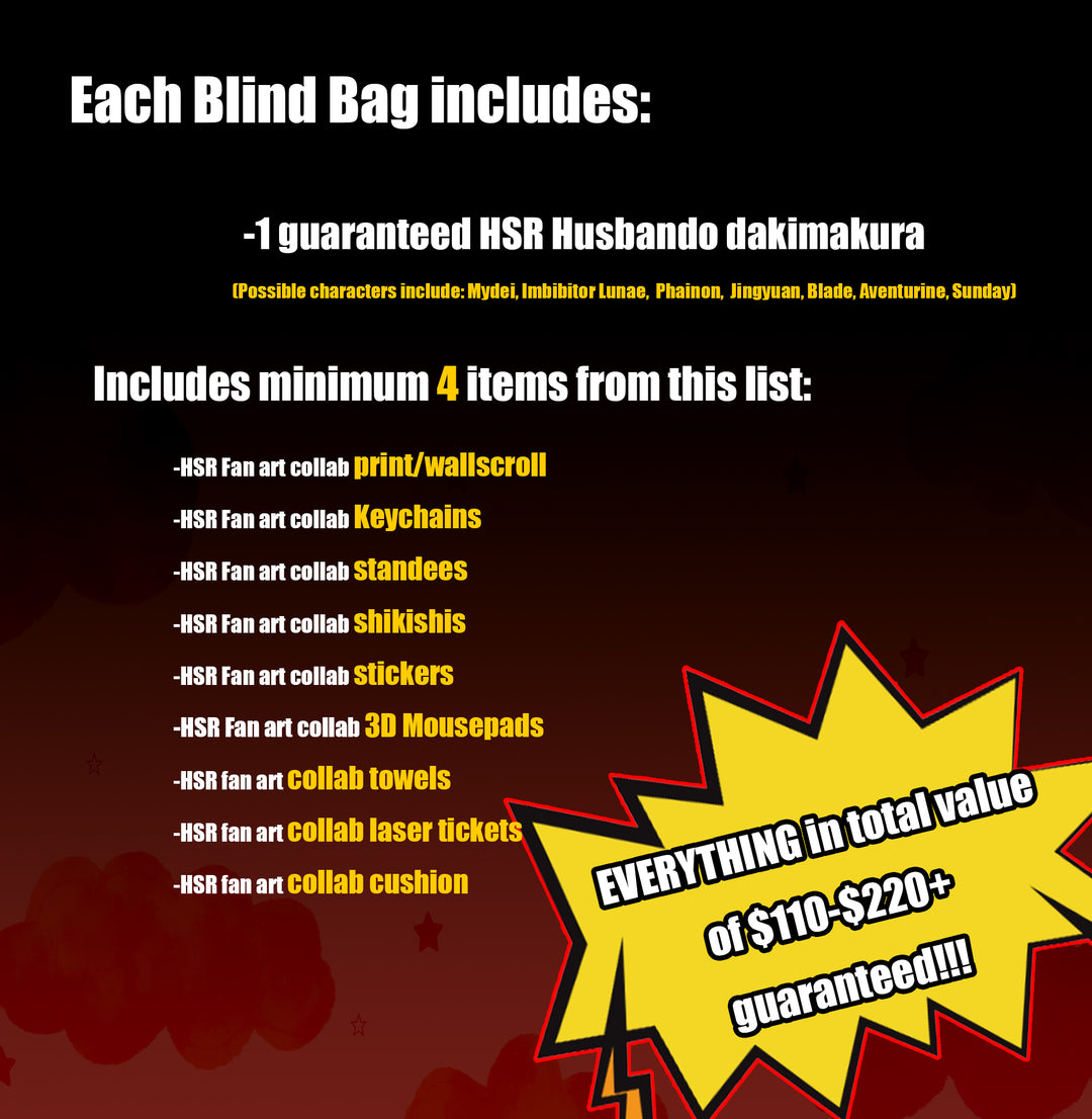 Honkai Star Rail Husbando Dakimakura body pillow fan art mystery bag blind box grab bag