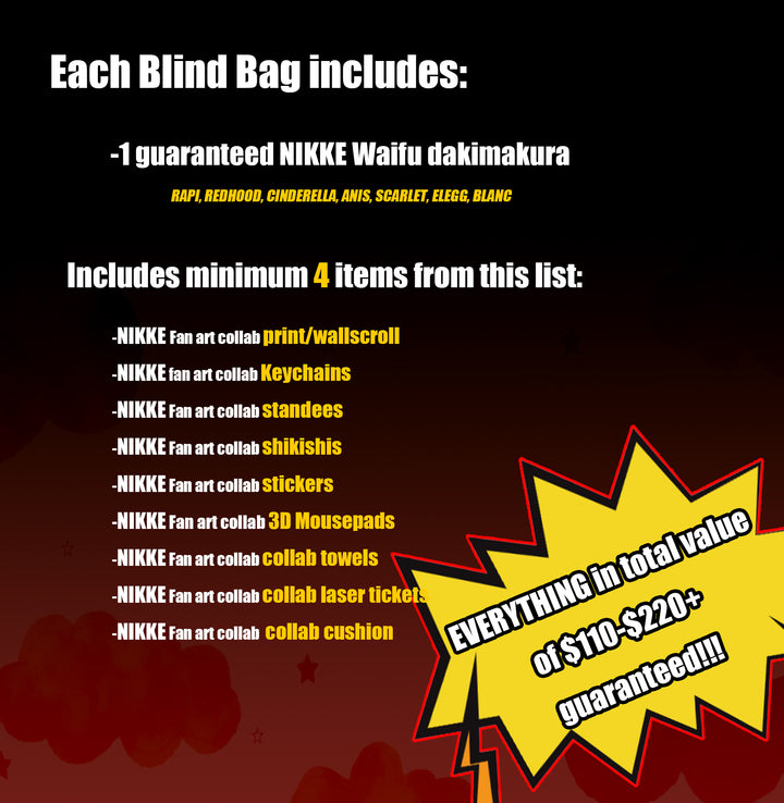 NIKKE Waifu Dakimakura body pillow fan art mystery bag blind box grab bag