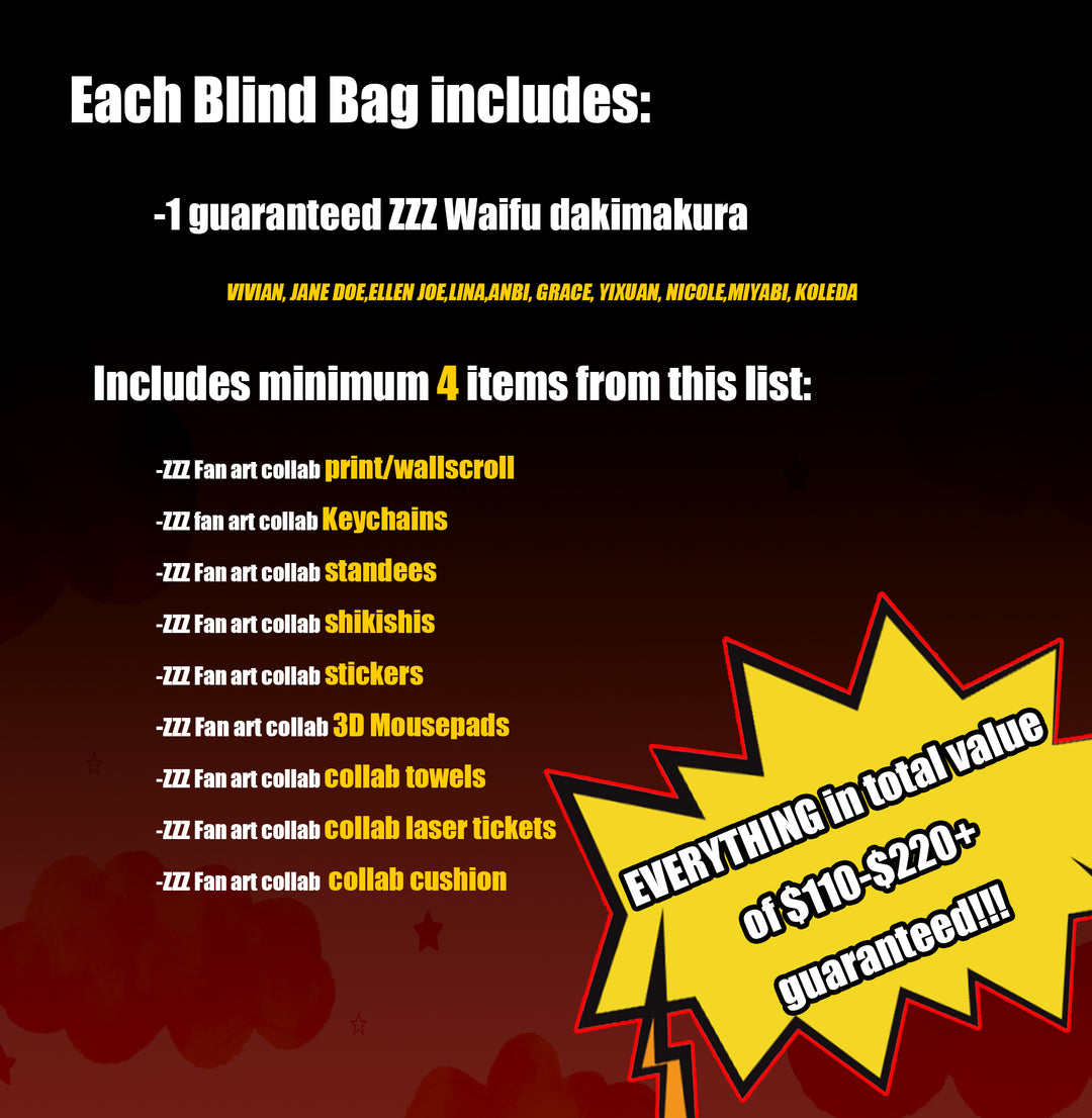 ZZZ Waifu Dakimakura body pillow fan art mystery bag blind box grab bag